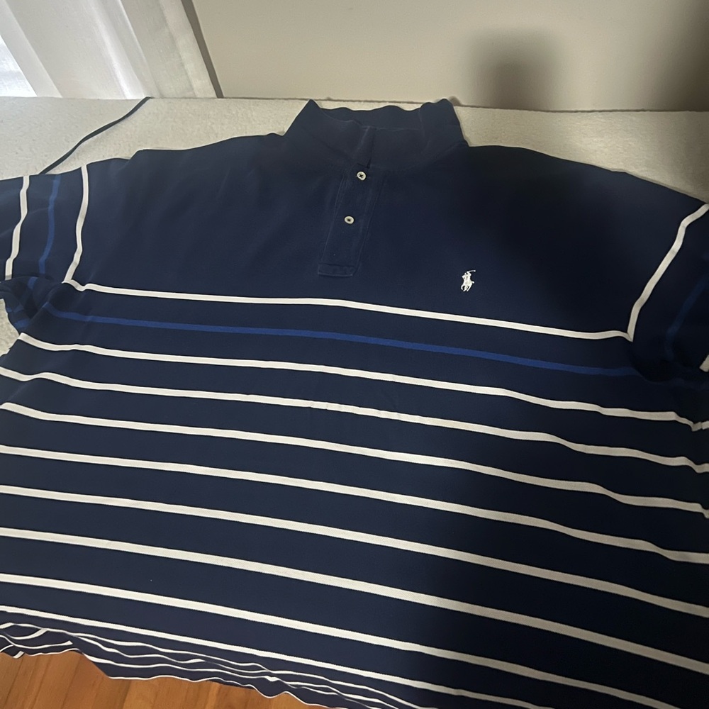 Polo by Ralph Lauren Men's Blue and White Striped Polo